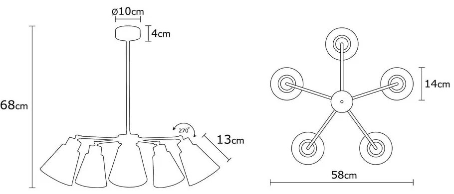 Lustră cu abajur din metal ø 58 cm Manavgat – Opviq lights