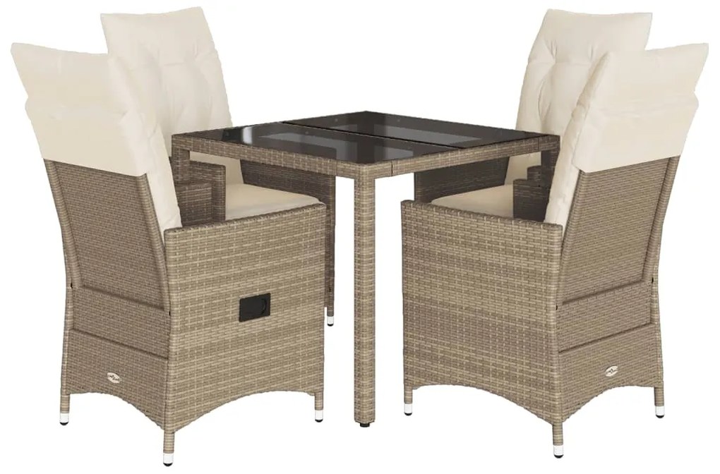 3276800 vidaXL Set mobilier de grădină cu perne, 5 piese, bej, poliratan