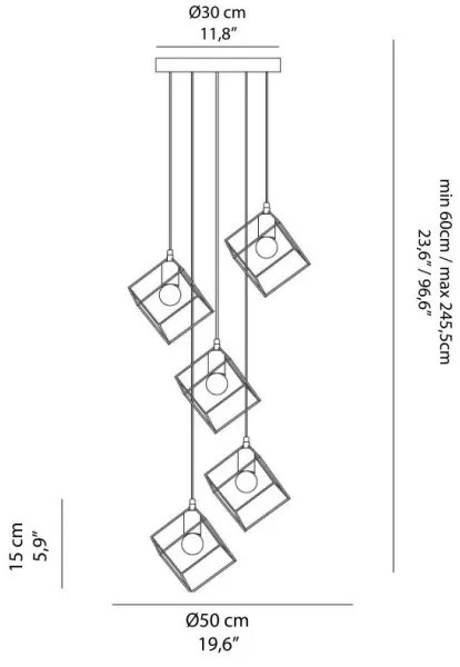 Lustră pe cablu Ideal Lux ICE 5xE27/60W/230V d. 50 cm alb