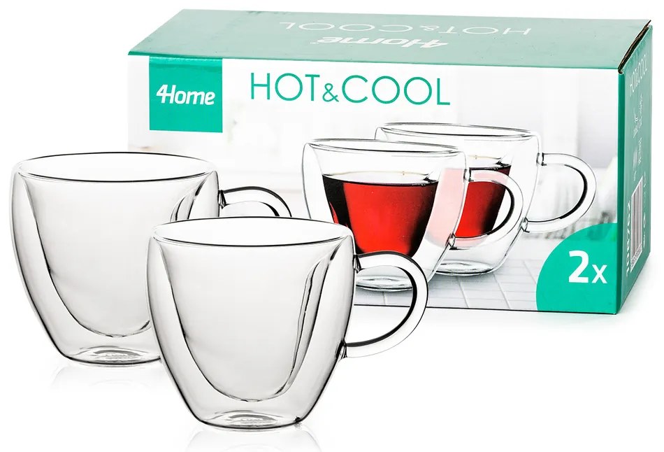 4Home Pahare termo Big Heart Hot&Cool 250 ml, 2 buc