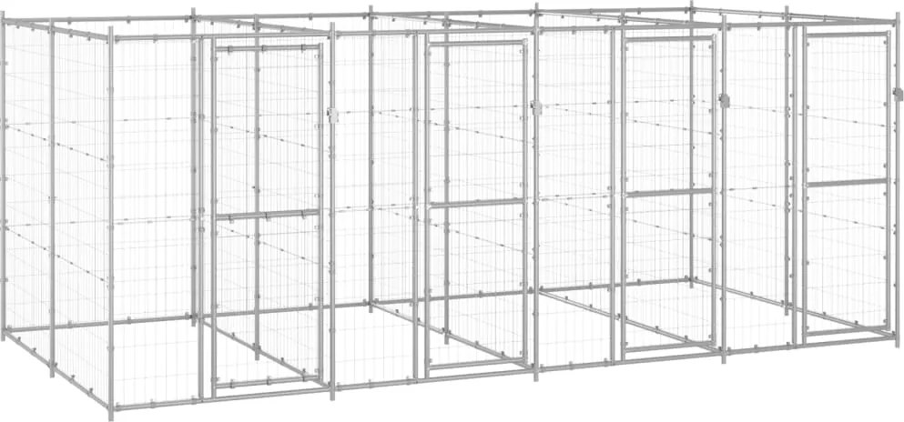 vidaXL Padoc pentru câini de exterior, 9,68 m², oțel galvanizat