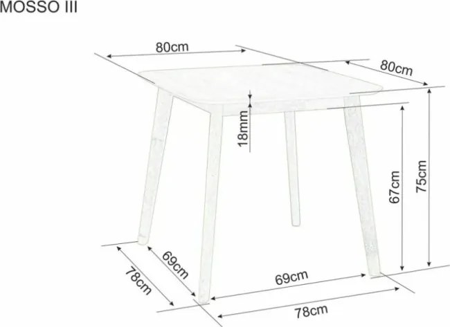 OFERTA Masa de dining cu blat in decor stejar MOSSO III 80x80 clasa a II-a