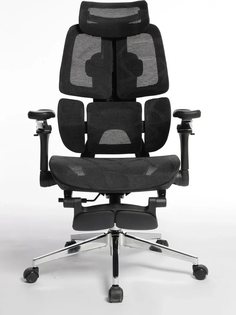 RESIGILAT- DeluxStar T10 Premium – Scaun ergonomic, cotiere 6D ultra moi, Suport Lombar 3 Zone Dinamice, Spătar ajustabil pe inaltime, Sezut Translatie, Tetiera 4D, mecanism multifunctional inclinare/blocare, pivotant, Mesh, Negru