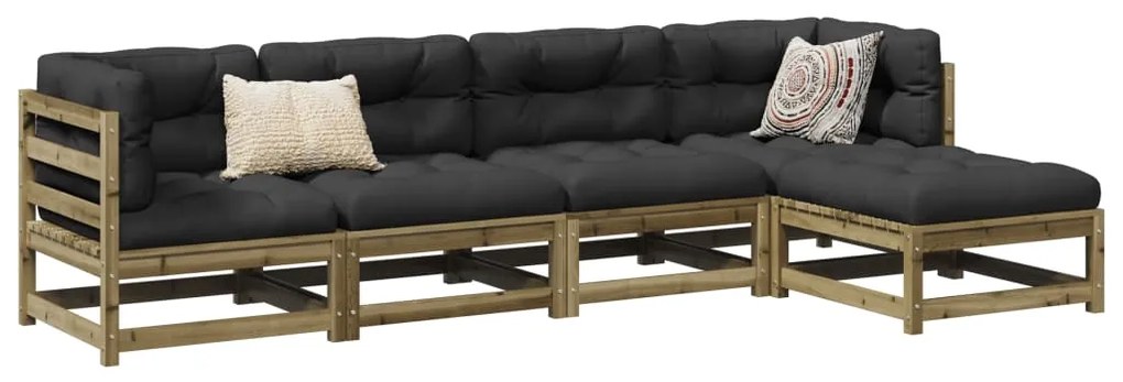 vidaXL Set mobilier de grădină cu perne, 5 piese, lemn de pin tratat