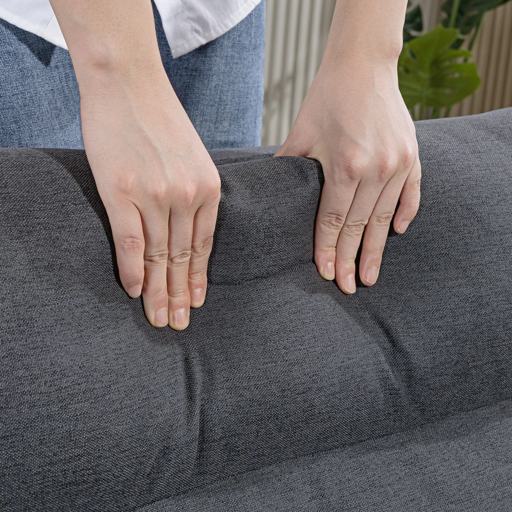 HOMCOM Fotoliu cu funcție de pat, spătar înclinat, pliabil, până la 120 kg, 70 x 72 x 56 cm, Gri închis | Aosom Romania