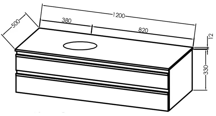 Mobilier suspendat, Kolpasan, Alexis, pentru lavoar pe blat 120 cm, Craft Wood