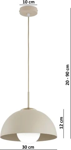 Brilagi - Lustră suspendată pe cablu COSMO 1xE27/60W/230V Ø30 cm bej/auriu