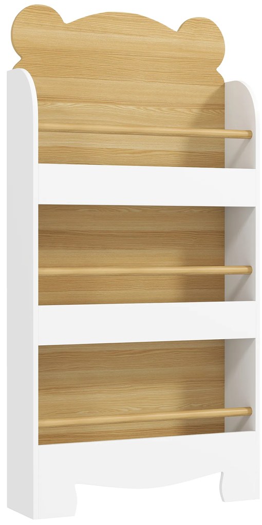AIYAPLAY Bibliotecă pentru copii, depozitare cărți pentru copii 3 niveluri pentru sală de joacă, cameră de copil, lemn natural | Aosom Romania