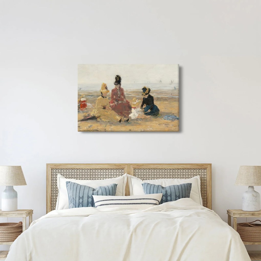 Tablou - Eugène Boudin, On the Beach, Trouville, reproducere (90x60 cm)