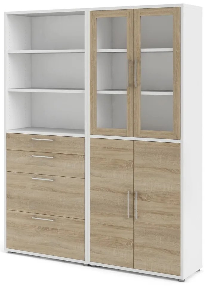 Bibliotecă modulară albă/cu aspect de lemn de stejar 178x222 cm Prima – Tvilum