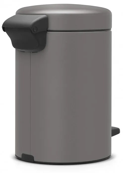 Cos de gunoi cu pedala Brabantia NewIcon 1001096, 3 L, Inchidere lina, Baza antiderapanta, Finisaj mineral, Gri