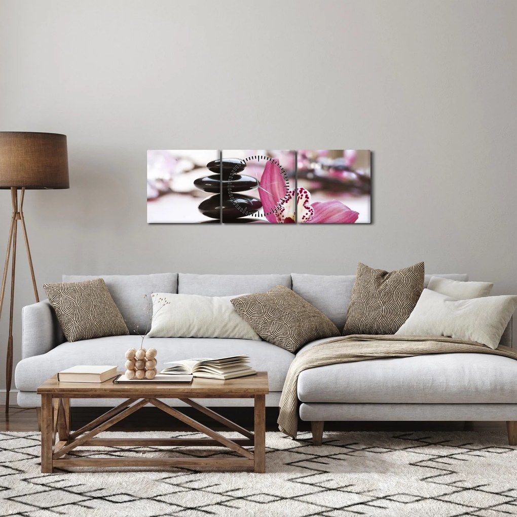 Tablou cupietre pentru masaj și orhidee (cu ceas) (90x30 cm)