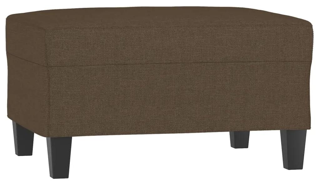 Canapea cu 3 locuri si taburet, maro, 210 cm, textil