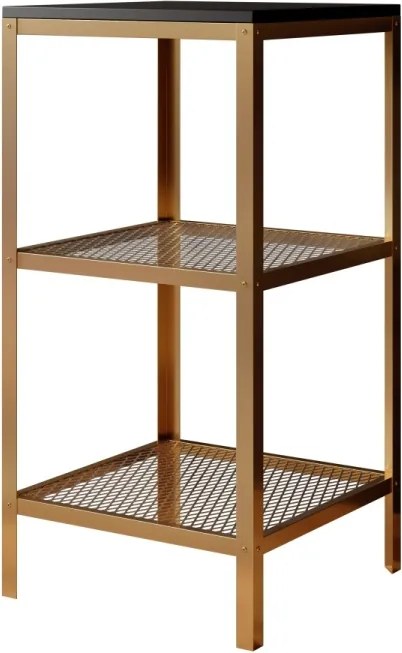 Raft metalic pentru carti, 40x80x40 cm, Rolin 1, ADRK Furniture (Culoare: Auriu / Stejar)