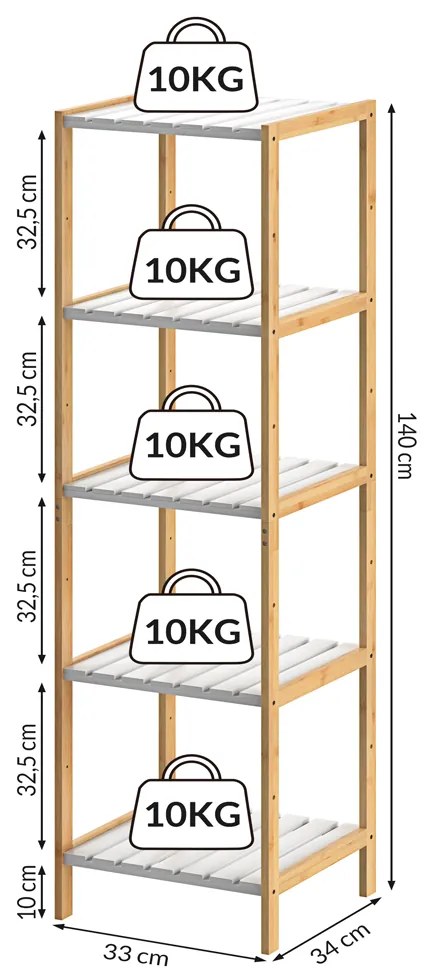 Deuba Raft bambus 140x33x33 cm - alb