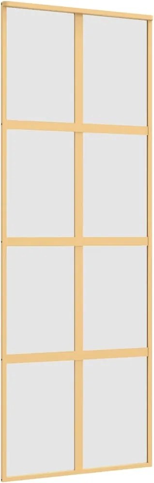 vidaXL Ușă glisantă, auriu, 76x205 cm, sticlă ESG mată și aluminiu