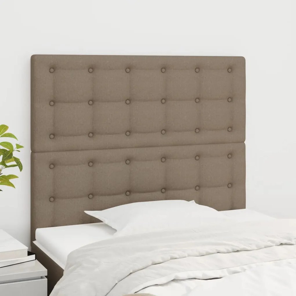 vidaXL Tăblii de pat, 2 buc, gri taupe, 80x5x78/88 cm, textil