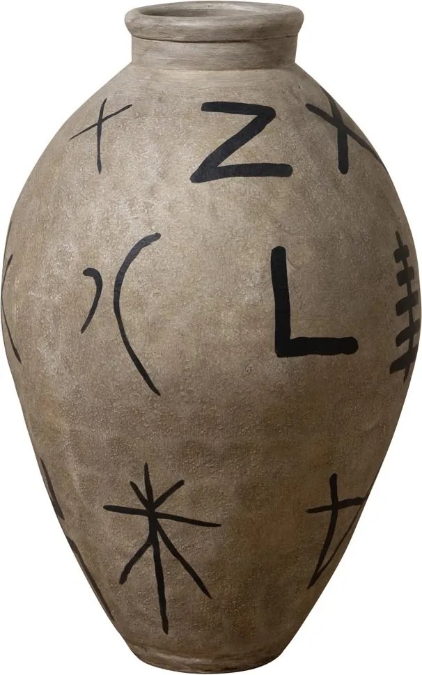 Vas decorativ din teracotta cu motive tribale, H83 cm , "Ritual"
