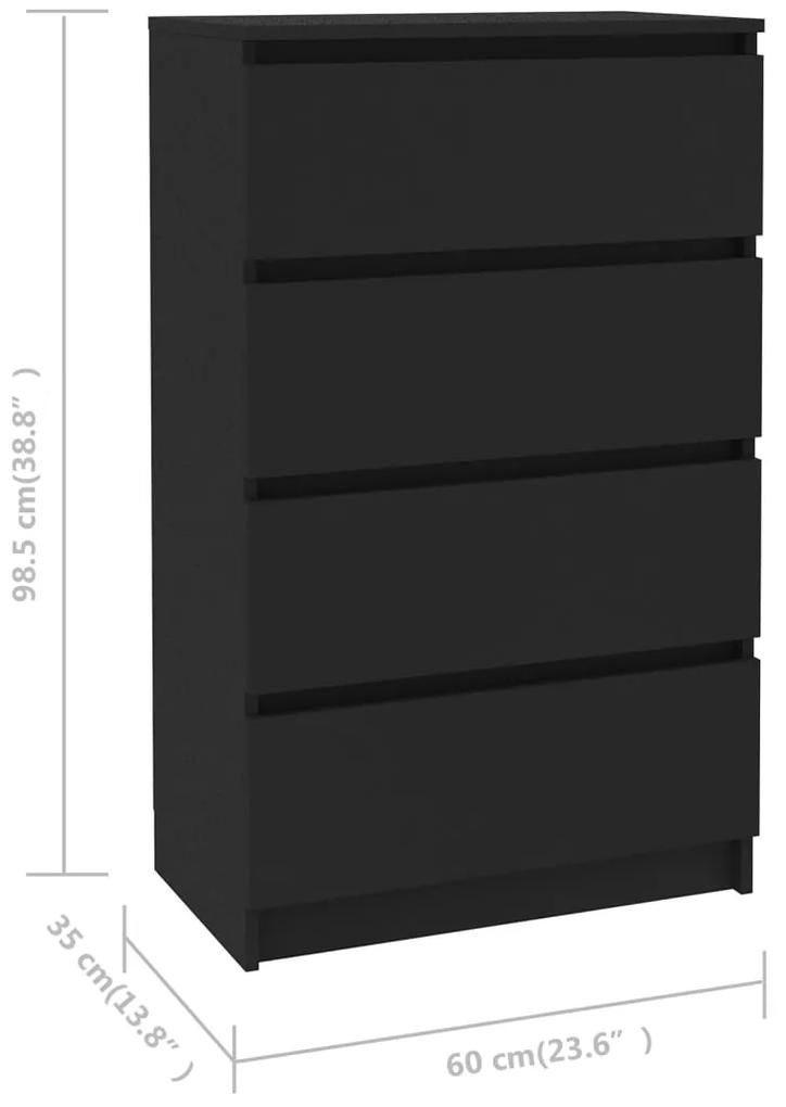 Servanta, negru, 60x35x98,5 cm, lemn compozit 1, Negru
