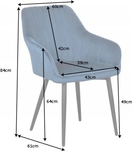 Set de 2 scaune elegante, tapitate Turin albastru regal