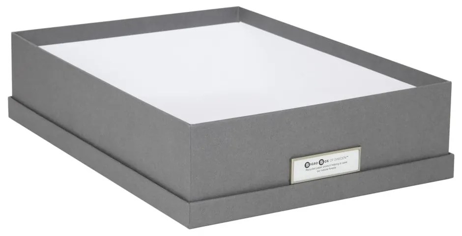 Cutie de depozitare cu etichetă pentru documente Bigso Box of Sweden Oskar, format A4, gri