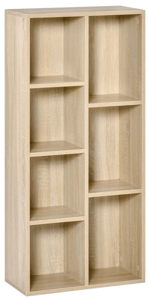HOMCOM Bibliotecă de Lemn Raft de Cărți cu 7 Compartimente pentru Plante Fișiere 50x24x106 cm Roble | Aosom Romania
