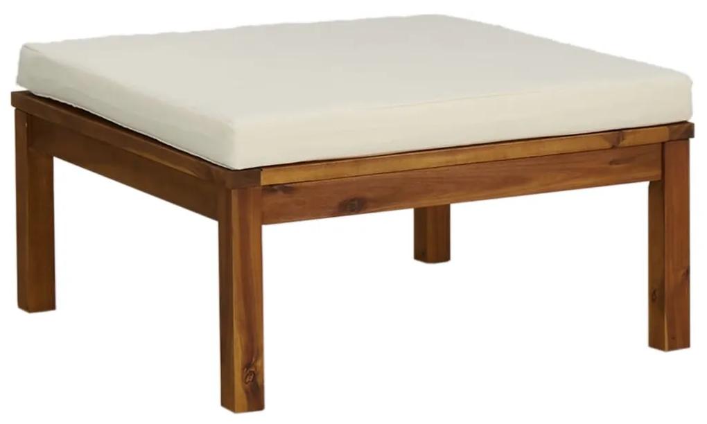 Set mobilier gradina cu perne crem, 7 piese, lemn masiv acacia Crem, 2x colt + 2x mijloc + fotoliu + suport pentru picioare + masa, 1