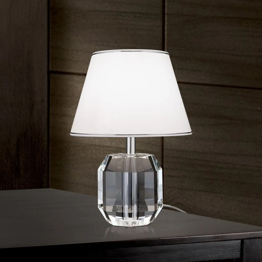 Veioza design lux cu cristal K9 ALEXIS alb/crom