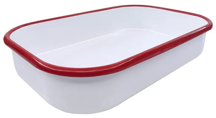 Tava de copt dreptunghiulara Oliver Voltz OV51222KS37, 37x25 cm, Otel emailat, Inductie, Alb/Rosu