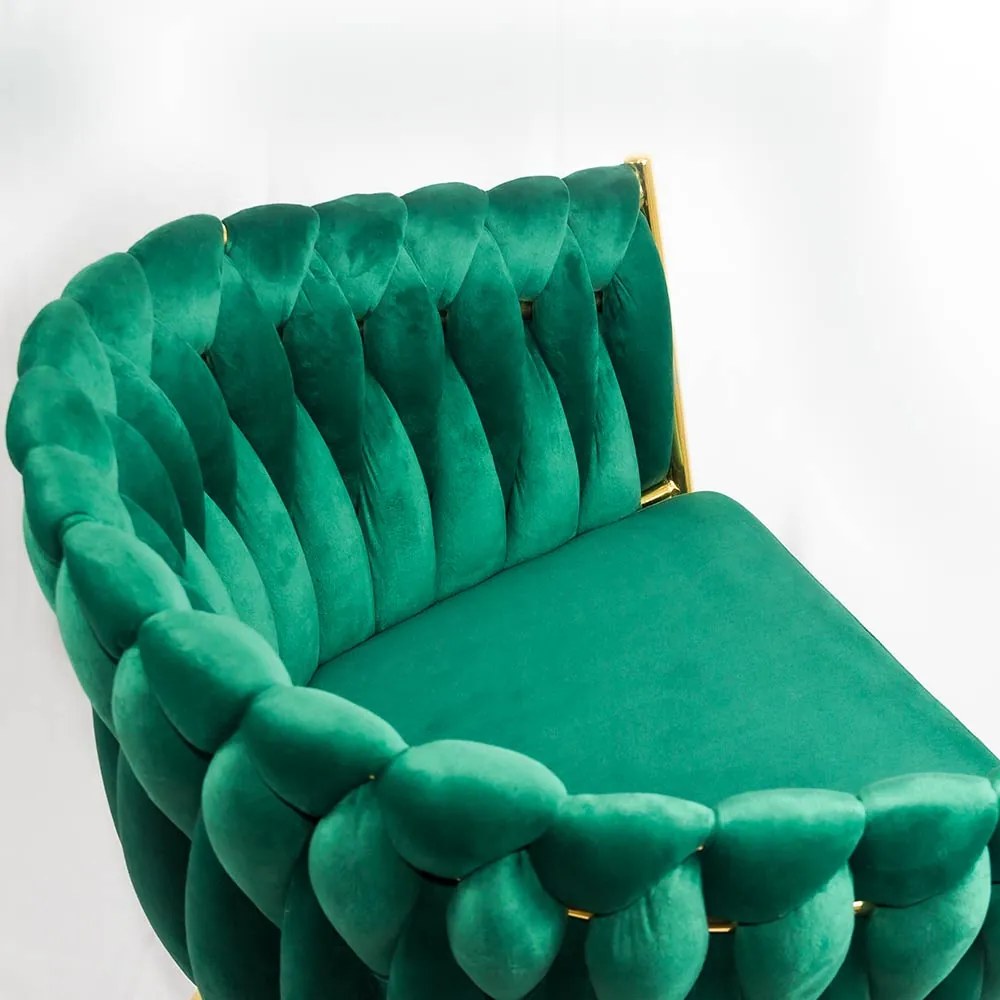 Scaun living verde BUC 261 din catifea cu cadru auriu metalic