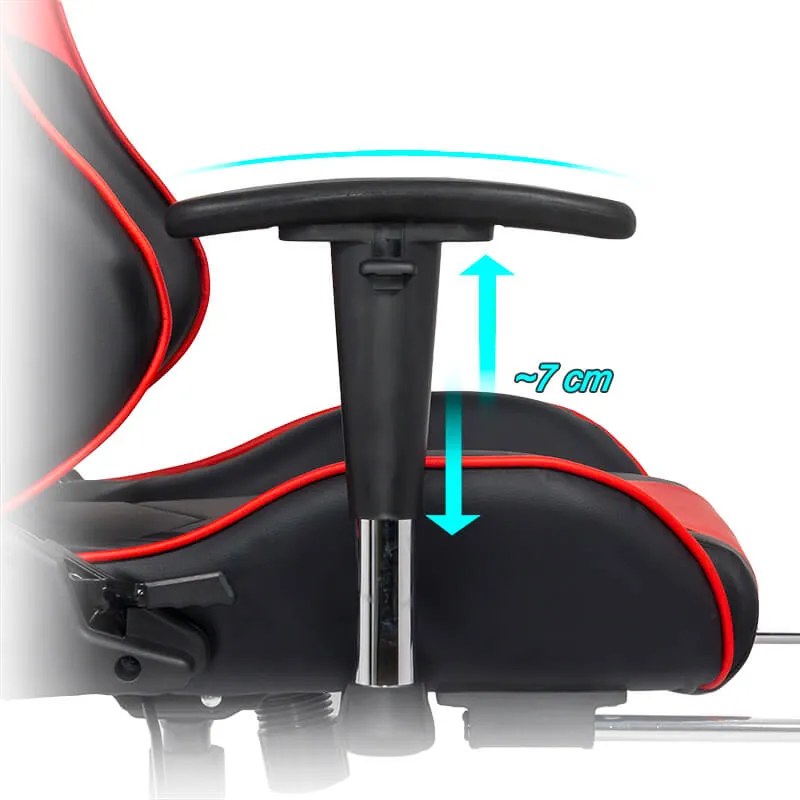 Scaun gaming albastru din piele ecologica cu suport picioare si spatar rabatabil OFF 306