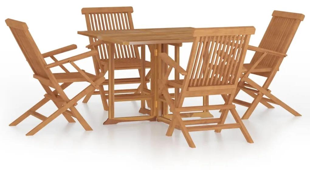 3096576 vidaXL Set de mobilier de exterior pliabil, 5 piese, lemn masiv de tec