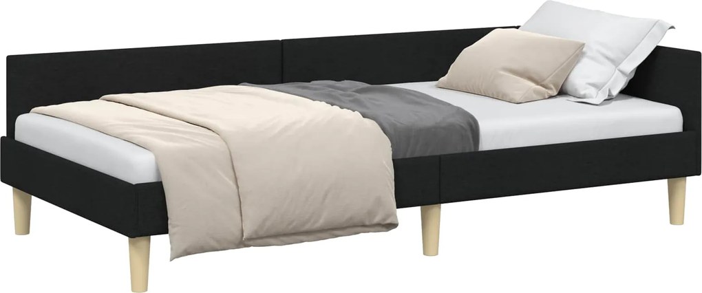 vidaXL Cadru de pat colțar Negru 90 x 200 cm țesătură