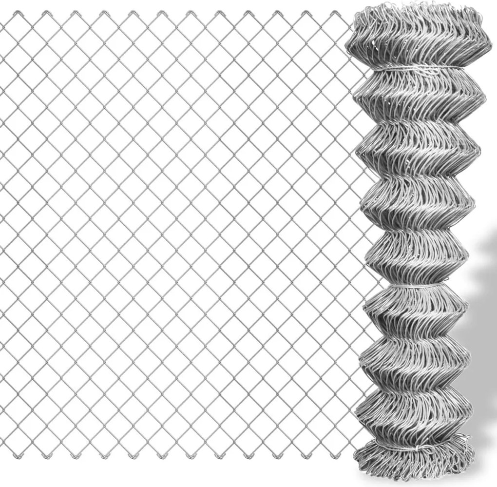 vidaXL Gard legătură din plasă, argintiu, 25 x 1,25 m, oțel galvanizat