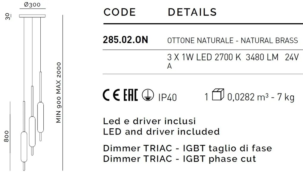 Lustra cu 3 pendule LED design LUX, fabricat manual TYPHA