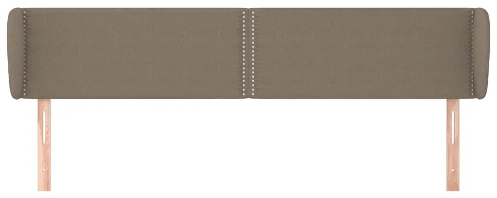 Tablie de pat cu aripioare gri taupe 163x23x78 88 cm textil 1, Gri taupe, 163 x 23 x 78 88 cm