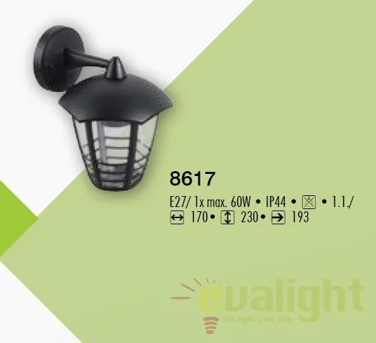 Aplica de perete de exterior, IP44 negru Marseille 8617 RX