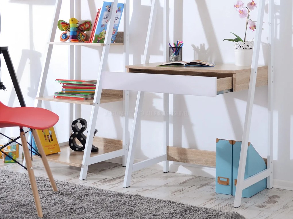Masă PC Dylen (stejar + alb). Promo -6%. 1109741