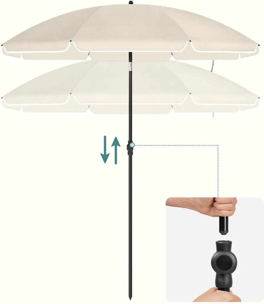 Umbrelă SOLARA, Ø160 cm, bej SongmicsHome