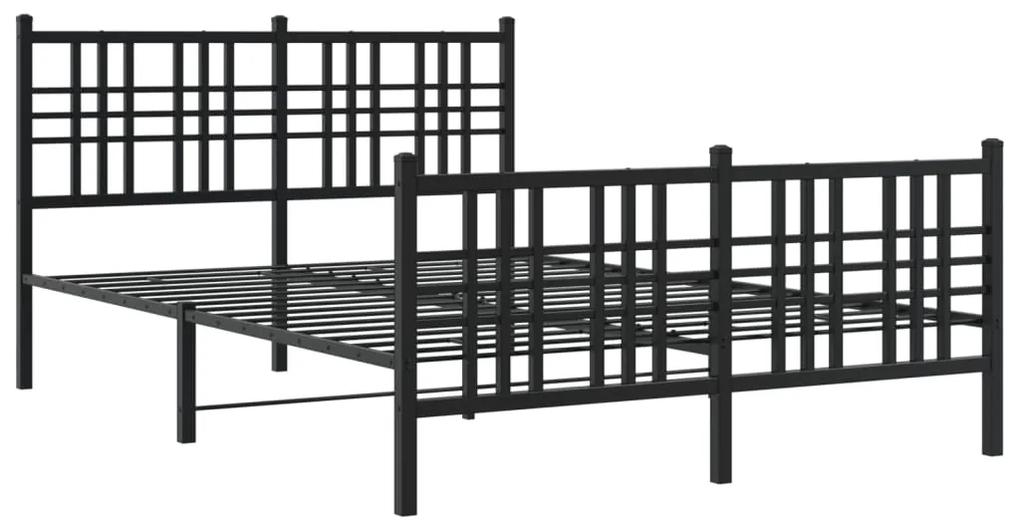 376342 vidaXL Cadru pat metalic cu tăblie de cap/picioare, negru, 140x190 cm