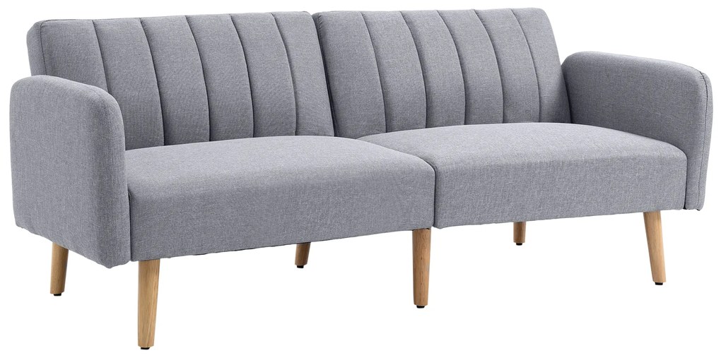 HOMCOM Canapea Extensibilă 2 Locuri Design scandinav Spătar reglabil 3 Poziții Picioare Lemn Țesătură Aspect Lin Gri | Aosom Romania