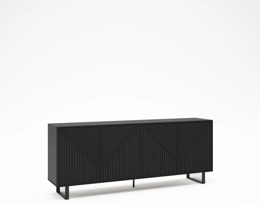 Comodă neagră 201x80x40 cm Peta – Marckeric