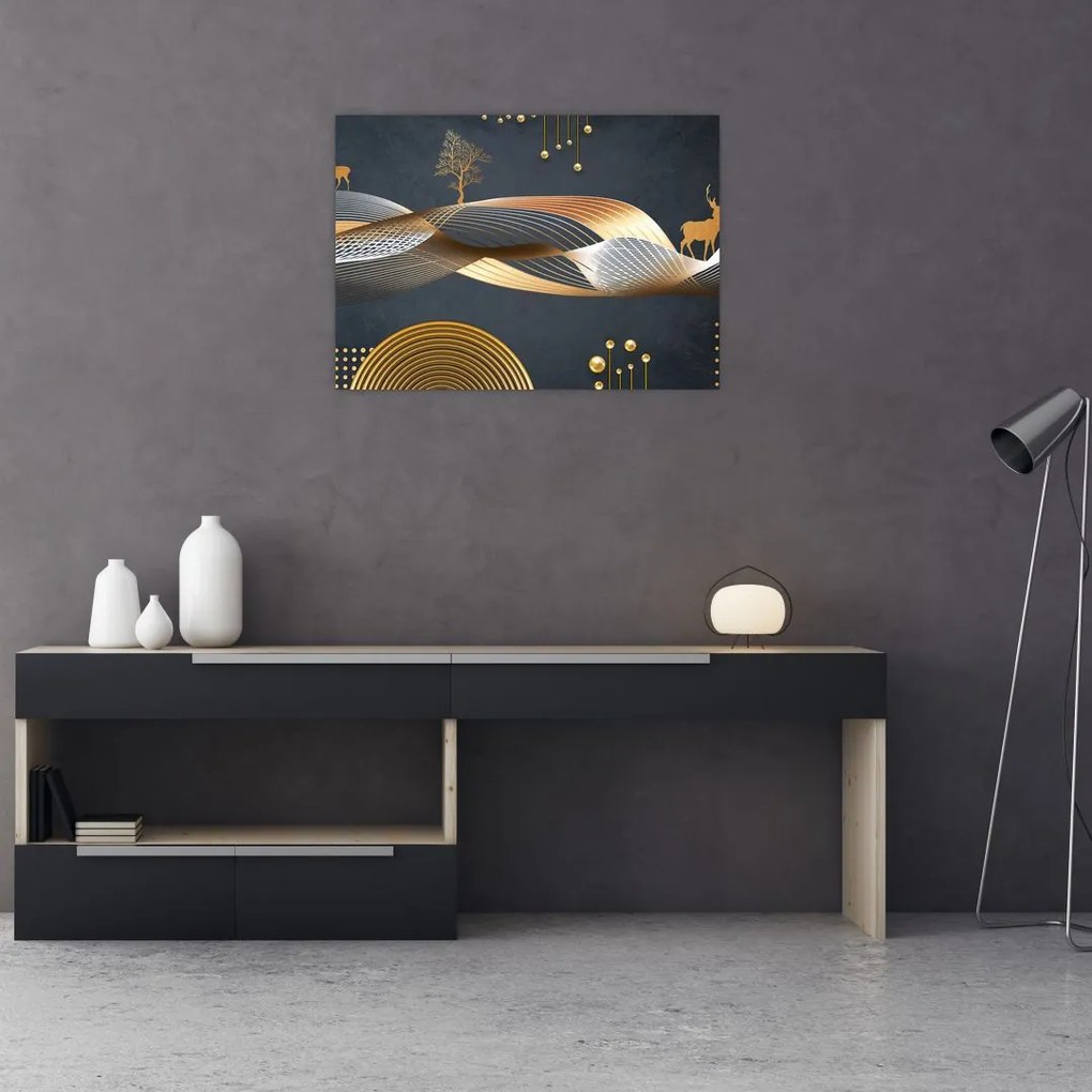 Tablou pe sticlă - Cerb, grafică (70x50 cm)