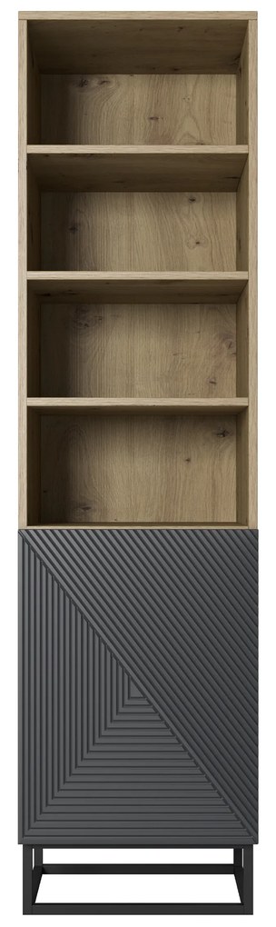 Bibliotecă Asha 50 cm pe soclu metalică - artizanal / rivier stone mat