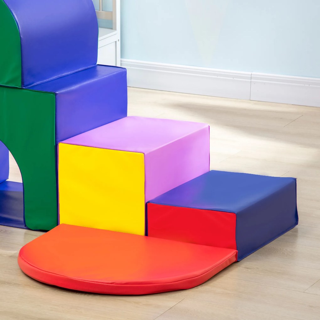 HOMCOM Set de Joacă pentru Copii 12-36 Luni cu 7 Blocuri din PU și EPE Multicolor | Aosom Romania