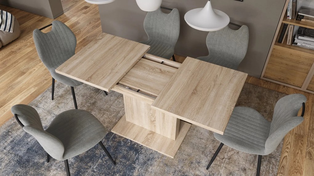 Mazzoni ASTON MINI Stejar Sonoma - MĂSUȚĂ DE CAFEA MODERNĂ EXTENSIBILĂ REGLABILĂ PE ÎNĂLȚIME MASĂ TRANSFORMABILĂ