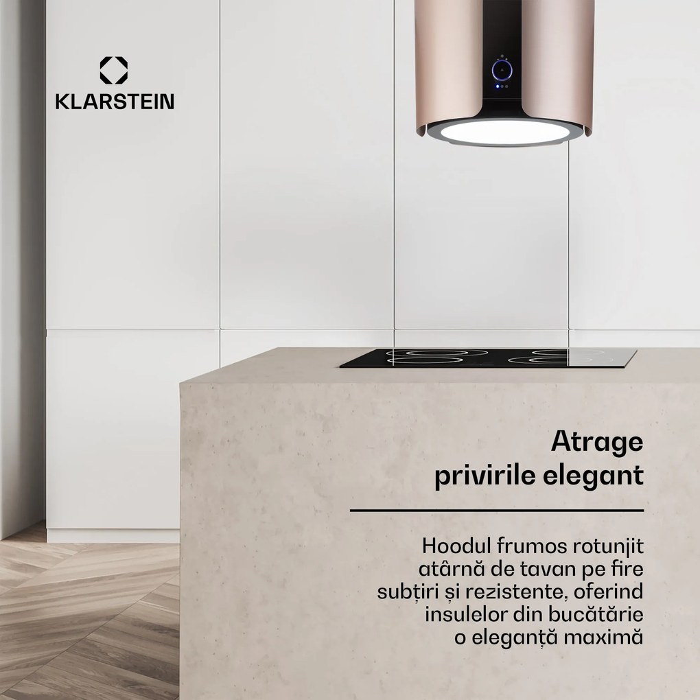 Klarstein Skyfall, hota insula, Ø 45 cm, recirculare, 413 m³ / h, LED, auriu