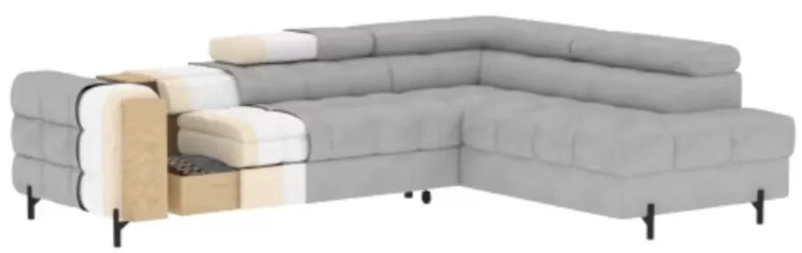 Coltar extensibil dreapta 5 locuri ELTAP, RT-18ROY, Ferucce, 276x200x93 cm, lemn/poliester, bej deschis