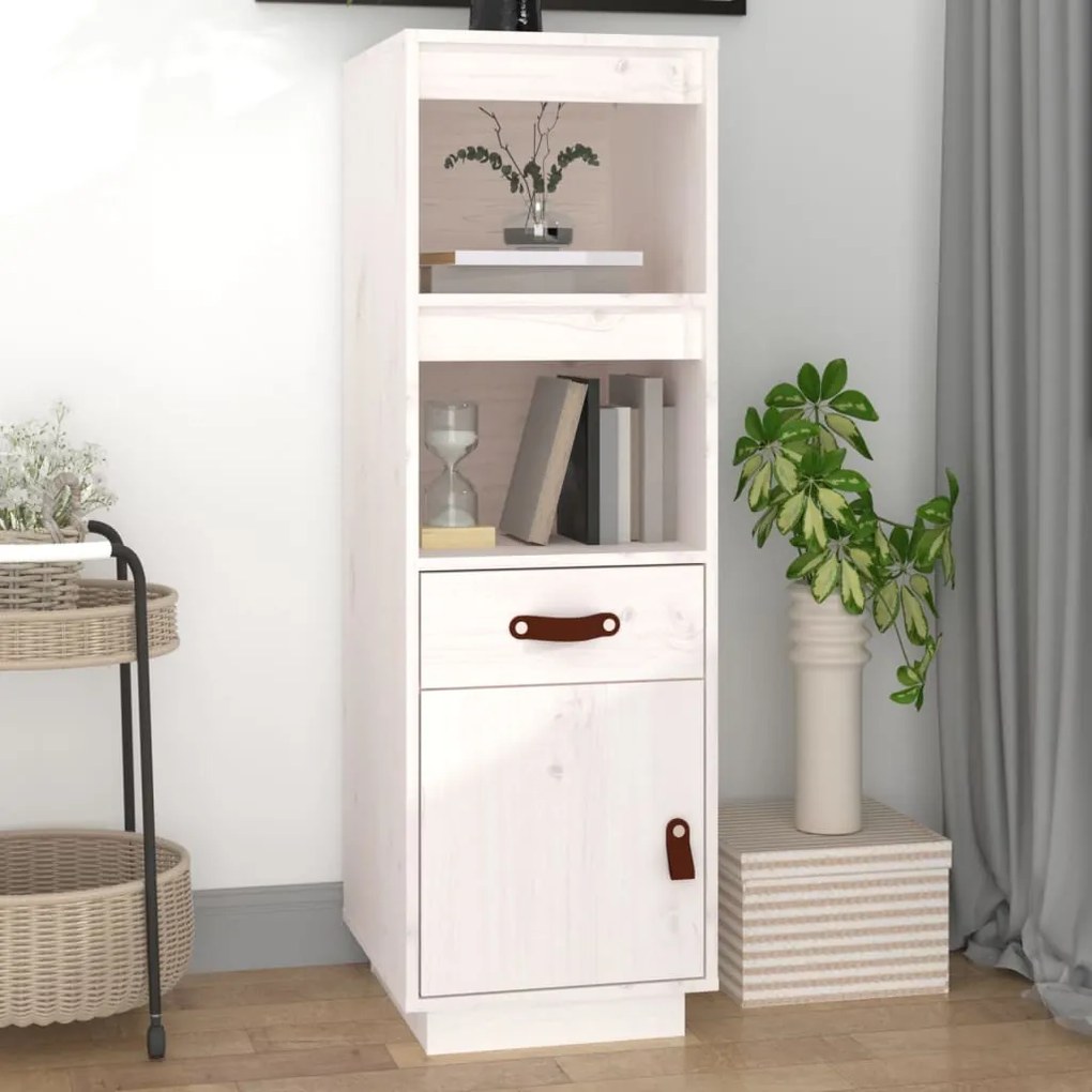vidaXL Dulap înalt, alb, 34x40x108,5 cm, lemn masiv de pin