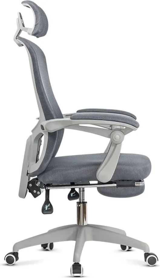 Scaun ergonomic OFF 430 gri, suport picioare și rabatare 135°